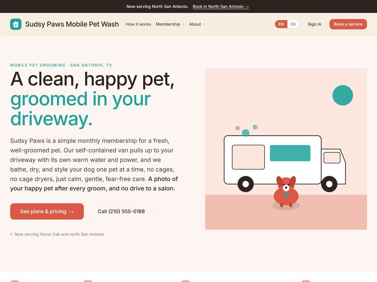 Sudsy Paws, mobile pet grooming